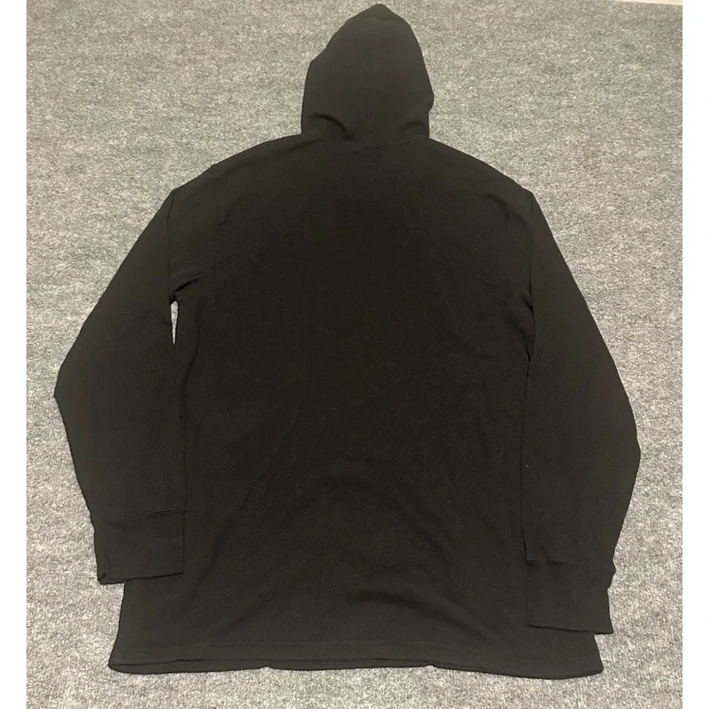 Polo Ralph Lauren Men's L Black Waffle Knit Hoodie 1/4 Zip Lightweight